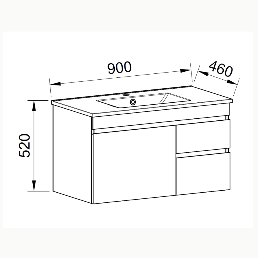 Timberline INDIANA Wall Hung Vanity (All Sizes)