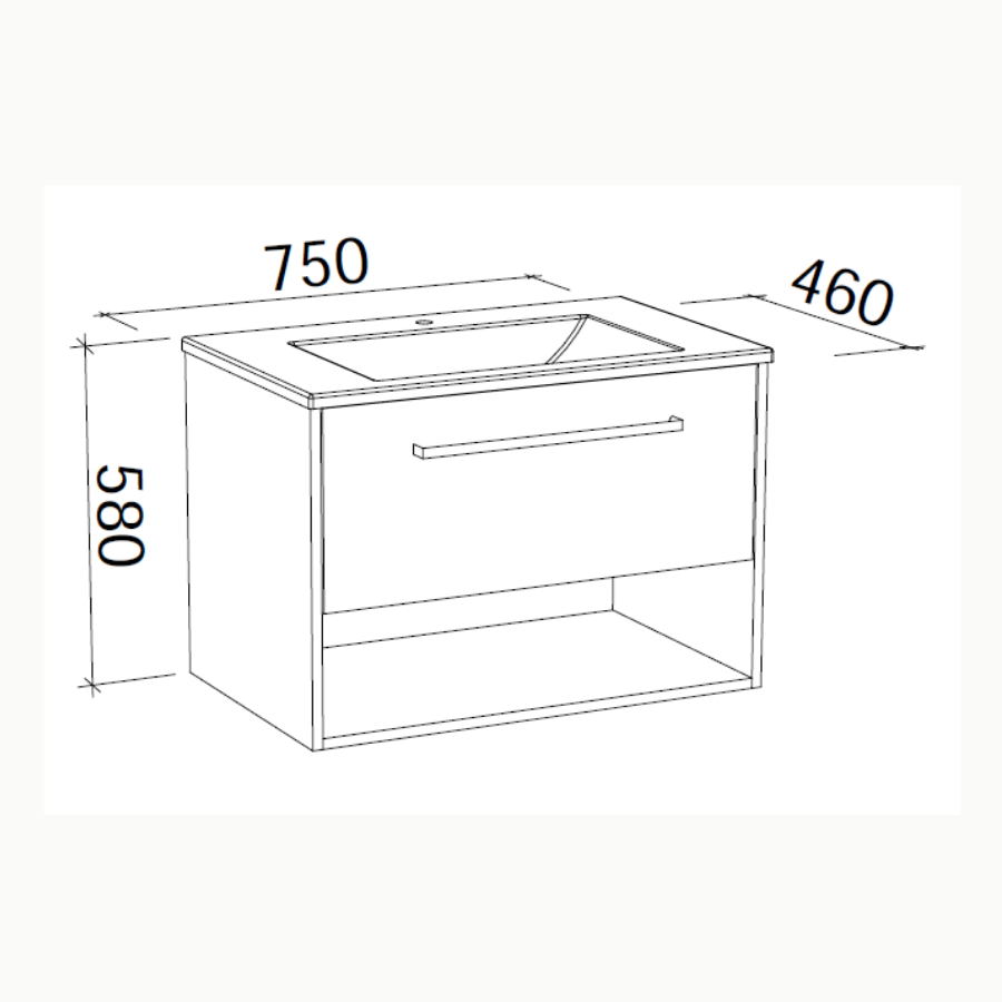 Timberline KANSAS Wall Hung Vanity (All Sizes)