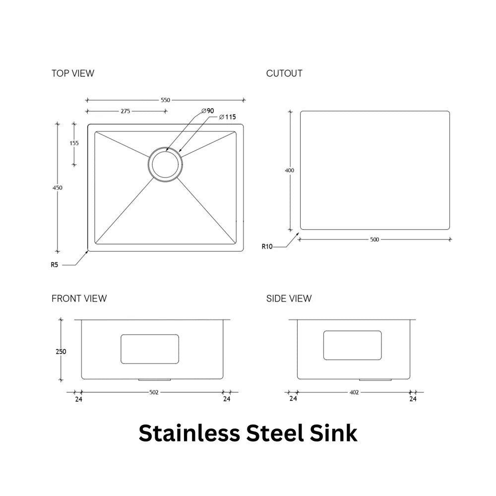 Timberline Custom 915mm Laundry Cabinet With Laminate Top & Sink Package