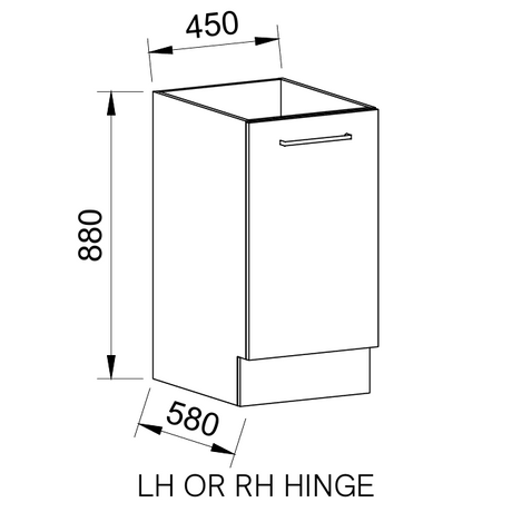 Timberline Modular Laundry 450mm Base Cabinet - 1 Door