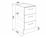 Timberline Modular Laundry 450mm Base Cabinet - 3 Drawers