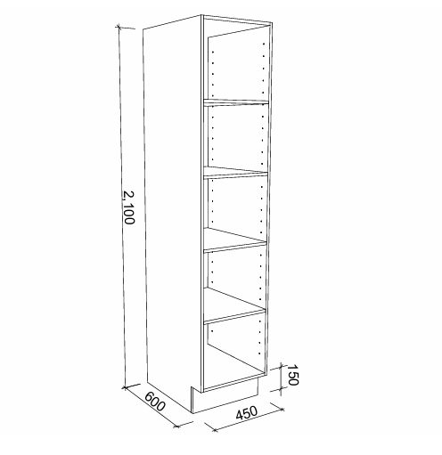 Timberline_Modular_Laundry_450mm_Tall_Open_Shelf_Drawing