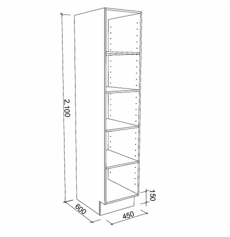 Timberline_Modular_Laundry_450mm_Tall_Open_Shelf_Drawing