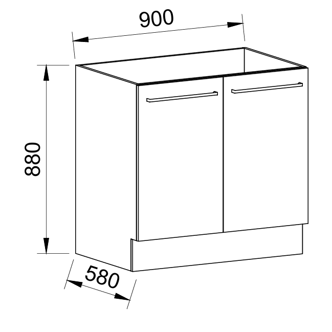 Timberline Modular Laundry 900mm Base Cabinet - 2 Doors