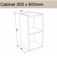 Timberline Modular Laundry Top Open Cabinet - 2 Shelves (300/450/600mm)