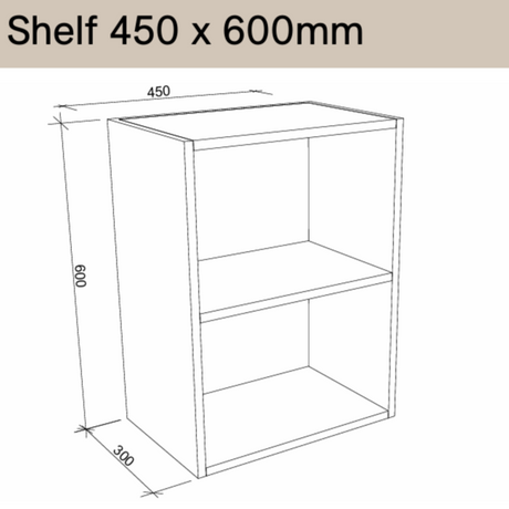 Timberline Modular Laundry Top Open Cabinet - 2 Shelves (300/450/600mm)
