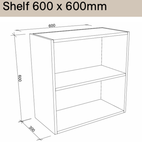 Timberline Modular Laundry Top Open Cabinet - 2 Shelves (300/450/600mm)