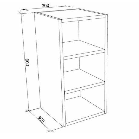 Timberline Modular Laundry Top Open Shelf - 3 Shelves (300/450/600mm)