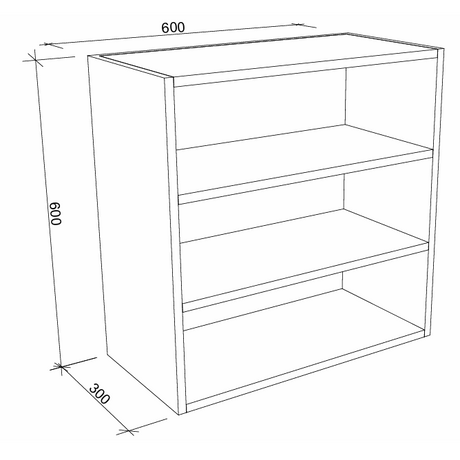 Timberline Modular Laundry Top Open Shelf - 3 Shelves (300/450/600mm)