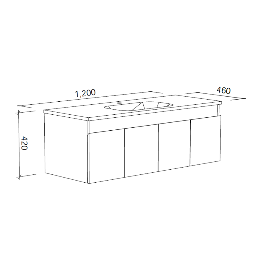Timberline ROCKFORD Wall Hung Vanity (All Sizes)