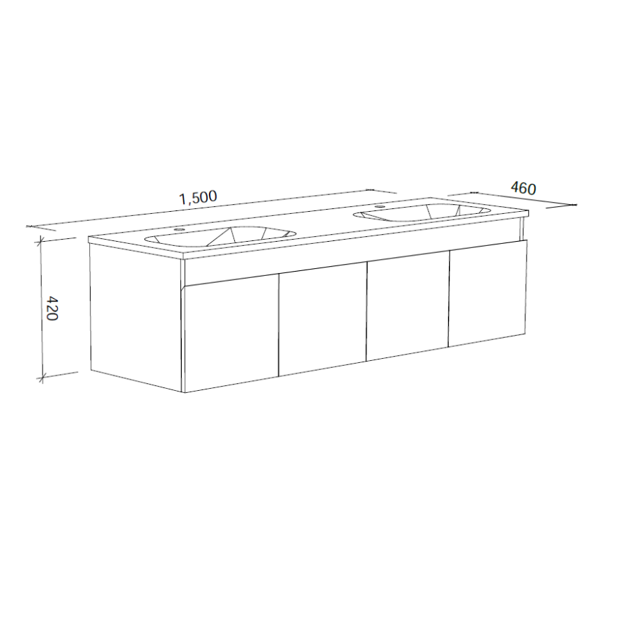 Timberline ROCKFORD Wall Hung Vanity (All Sizes)