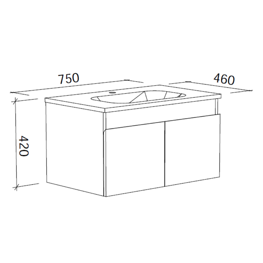 Timberline ROCKFORD Wall Hung Vanity (All Sizes)