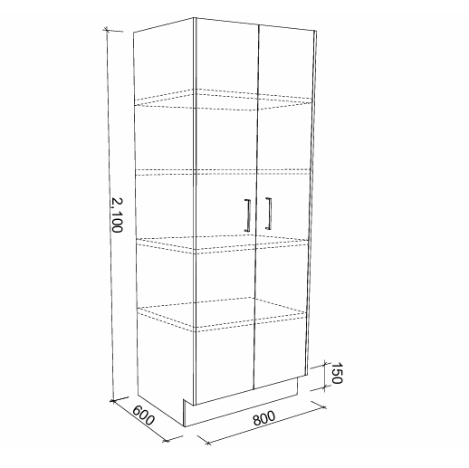 Timberline Modular Laundry 800mm Tall Cabinet - 2 Doors