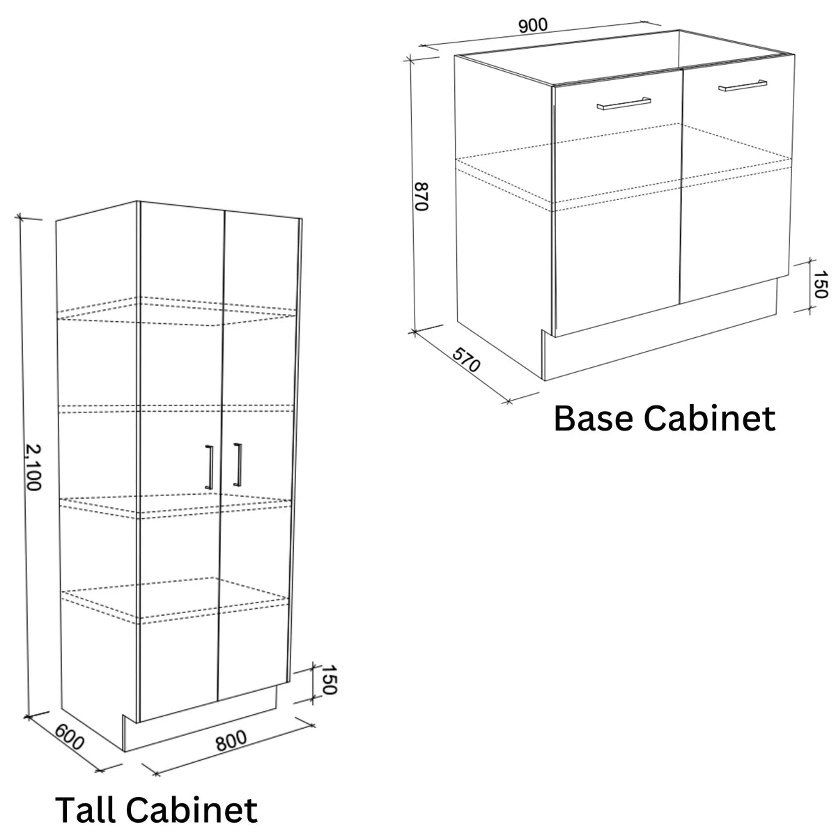 Timberline Tall_Cabinet_and_Base_Cabinet_Tech_Drawing