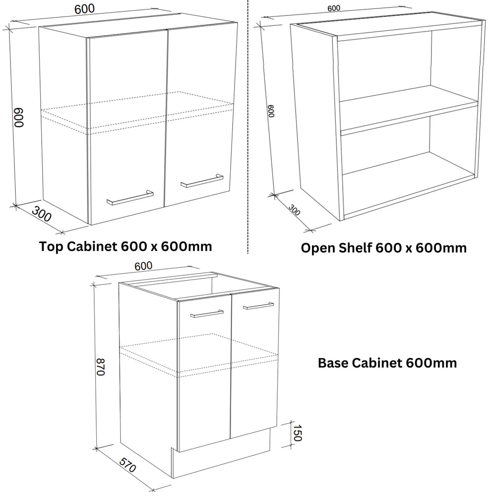 Timberline Top Base Open Shelf 600mm