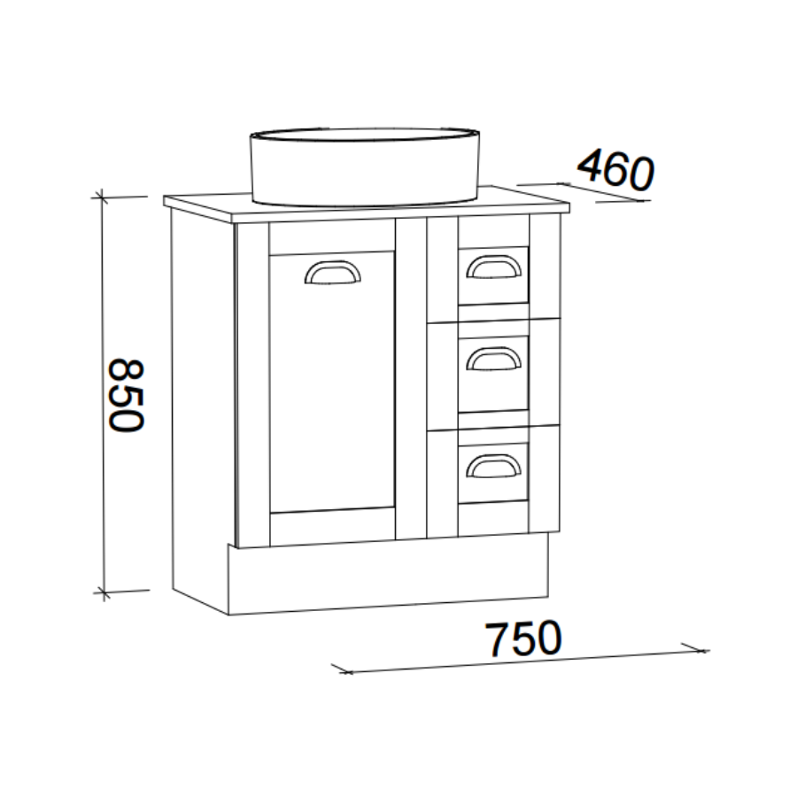 Timberline VICTORIA Floor Standing Vanity (All Sizes)
