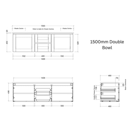 Timberline VICTORIA Wall Hung Vanity (All Sizes)
