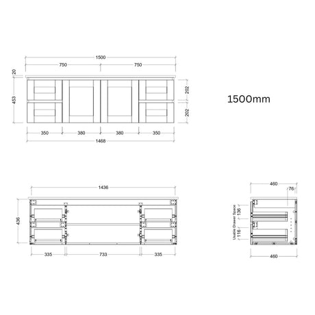 Timberline VICTORIA Wall Hung Vanity (All Sizes)