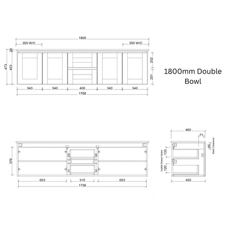 Timberline VICTORIA Wall Hung Vanity (All Sizes)