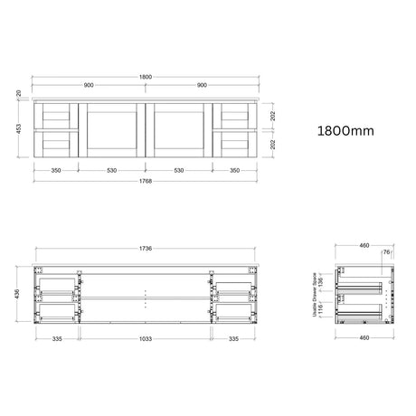 Timberline VICTORIA Wall Hung Vanity (All Sizes)