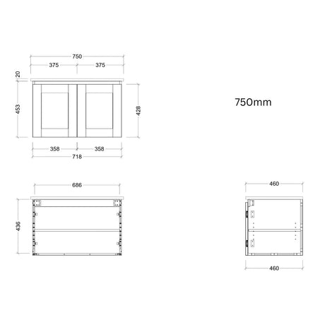 Timberline VICTORIA Wall Hung Vanity (All Sizes)