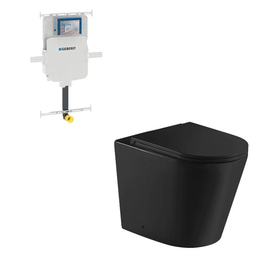 Berlin99 Wall-Faced Floor Toilet Pan (Matte Black)