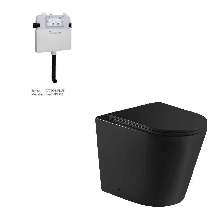 Berlin99 Wall-Faced Floor Toilet Pan (Matte Black)