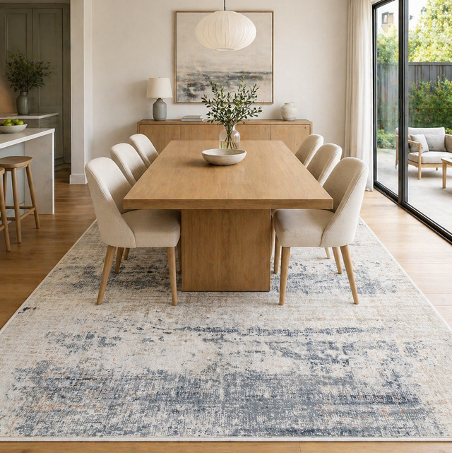 Toscana Distressed Splash Beige Blue Rug TOS5