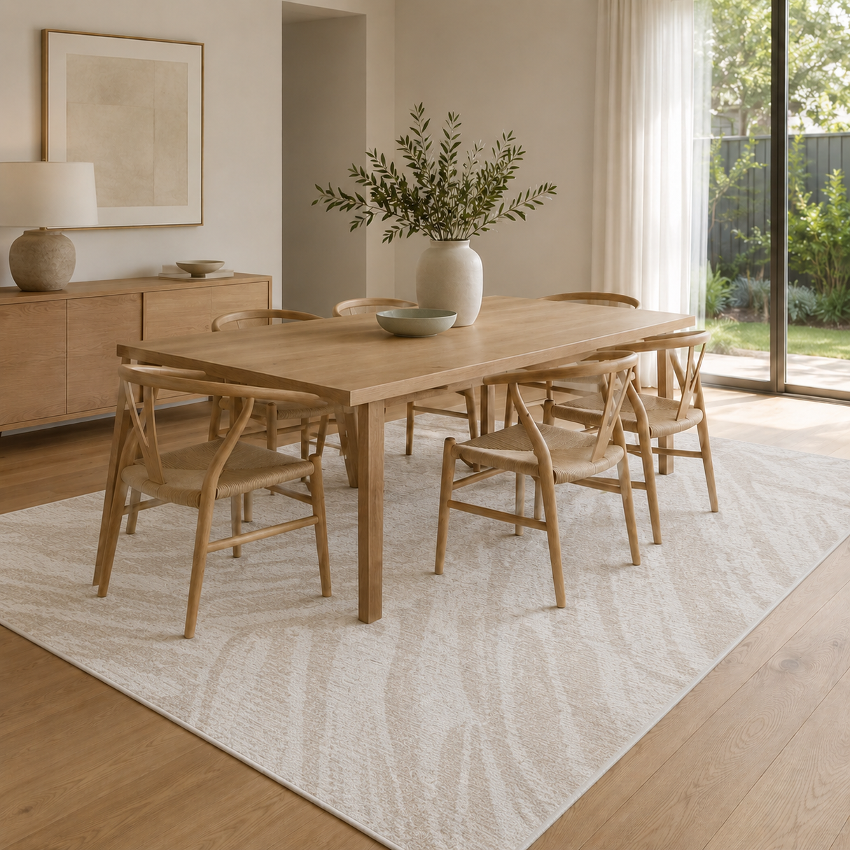 Toscana Geo Lines Beige Cream Rug - TOS1