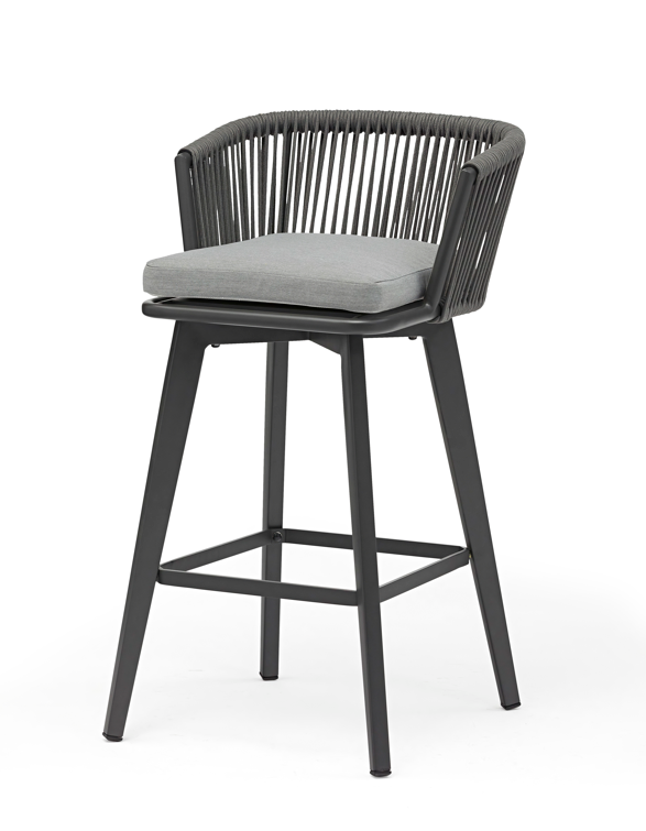Truro Outdoor Rope Bar Chair in Charcoal/Taupe