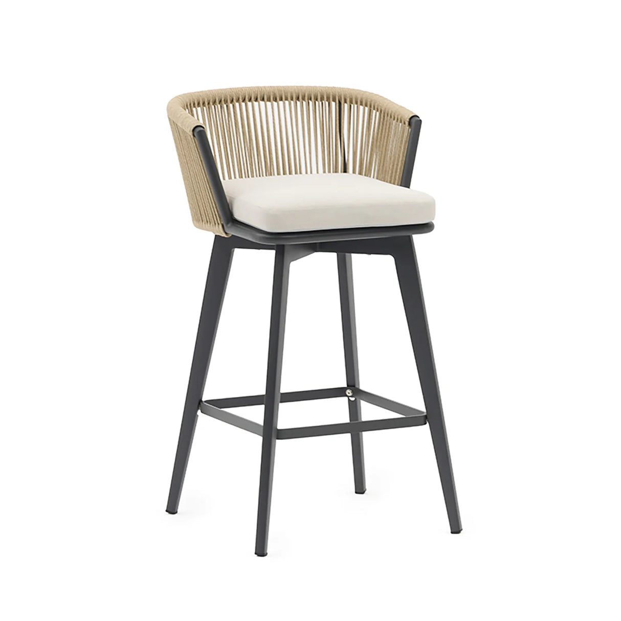 Truro Outdoor Rope Bar Chair in Charcoal/Taupe