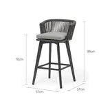 Truro Outdoor Rope Bar Chair in Charcoal/Taupe