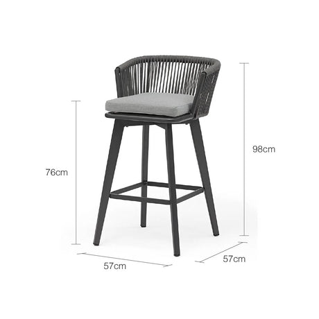 Truro Outdoor Rope Bar Chair in Charcoal/Taupe