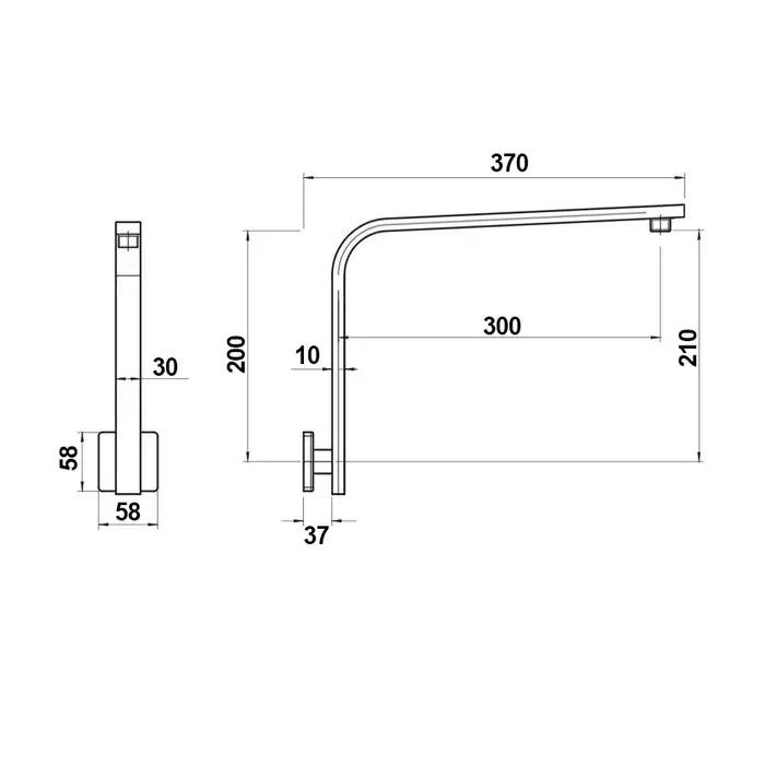 TARAN Gooseneck Shower Arm Square - Brushed Nickel