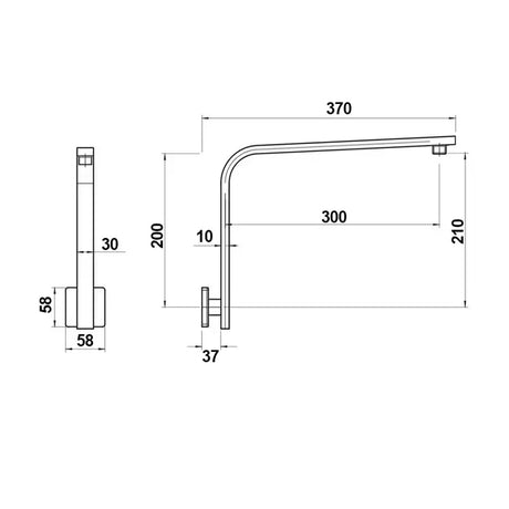 TARAN Gooseneck Shower Arm Square - Brushed Nickel