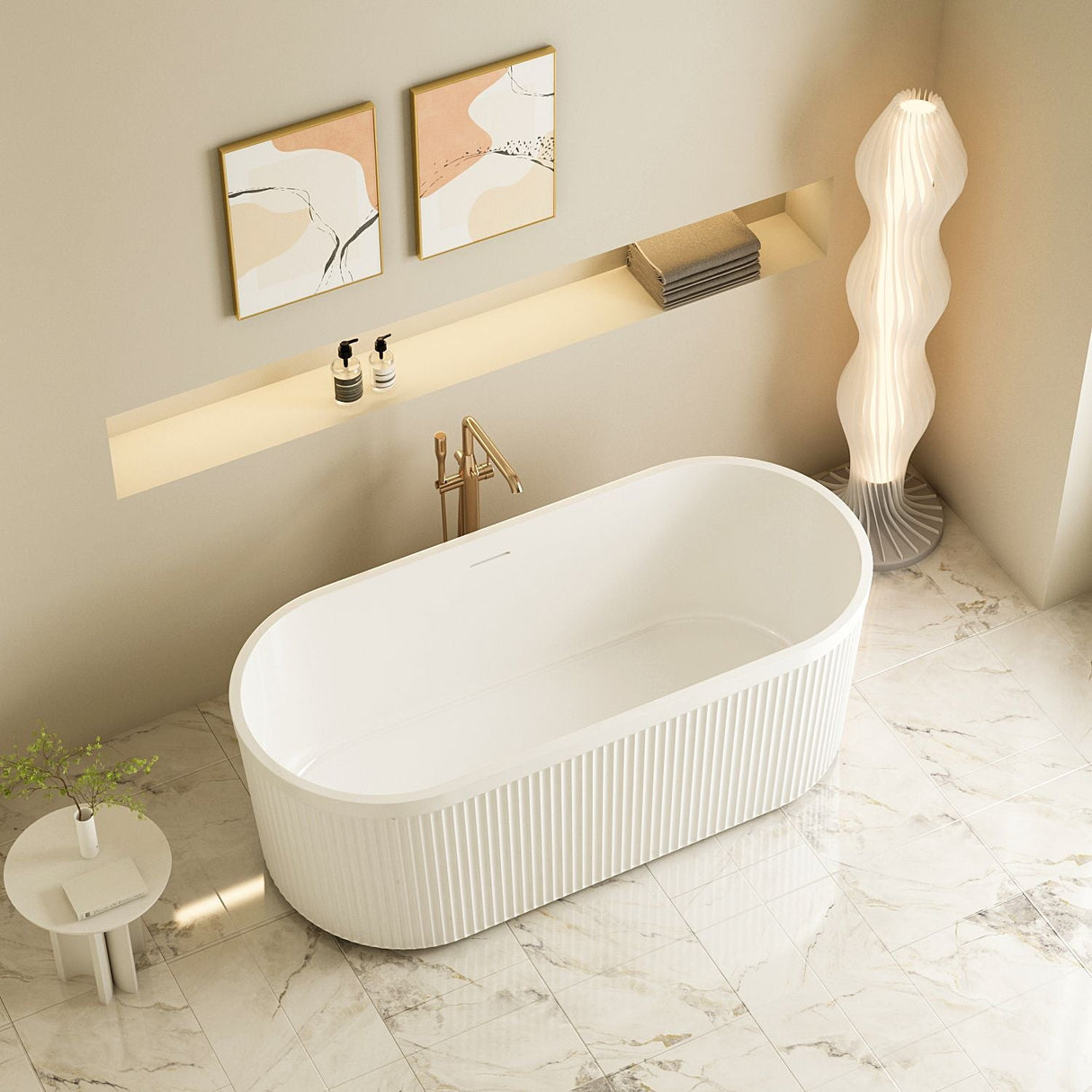 Tyler Freestanding Fluted Bathtub (Gloss White) (1500/1700mm)
