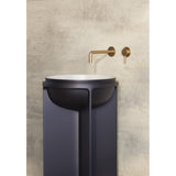 UNO Solid Surface White Free Standing Basin with Cool Grey Satin Pedestal