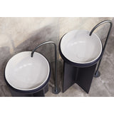 UNO Solid Surface White Free Standing Basin with Cool Grey Satin Pedestal