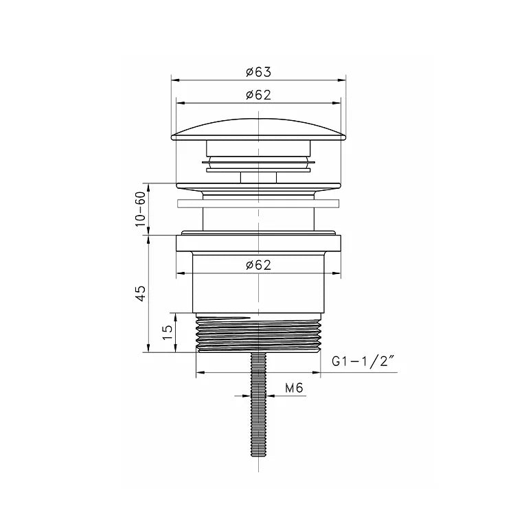 Universal 32/40mm Mushroom Pop-up Waste drawing