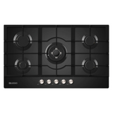 Gas Cooktop - 900mm Black Glass