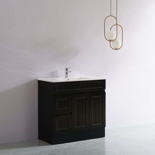 ACACIA SHAKER Matte Black PVC Floor Vanity 900mm