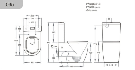 Dune Tornado Rimless White Toilet Suite