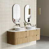 VARCELLI Tier Wall Hung Curve Vanity Harvest Oak (All Sizes)