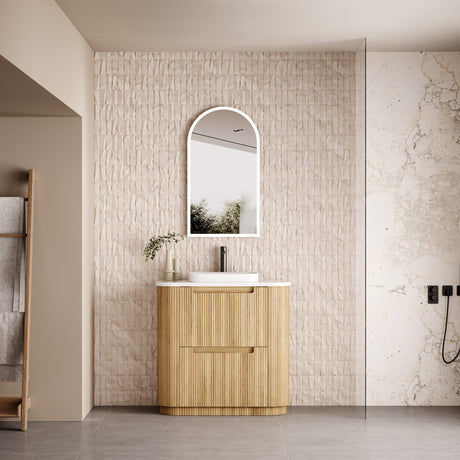 VARCELLI Floor Standing Curve Vanity Harvest Oak (All Sizes)