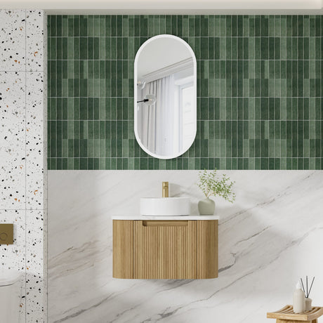 VARCELLI Mono Wall Hung Curve Vanity Harvest Oak (All Size)