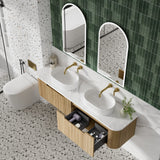 VARCELLI Mono Wall Hung Curve Vanity Harvest Oak (All Size)
