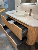 VARCELLI Tier Wall Hung Curve Vanity Harvest Oak