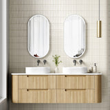 VARCELLI Tier Wall Hung Curve Vanity Harvest Oak