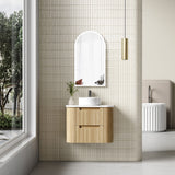 VARCELLI Tier Wall Hung Curve Vanity Harvest Oak