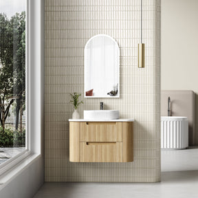 VARCELLI Tier Wall Hung Curve Vanity Harvest Oak